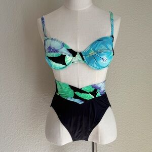 Vintage La Bianca Black Floral Bikini